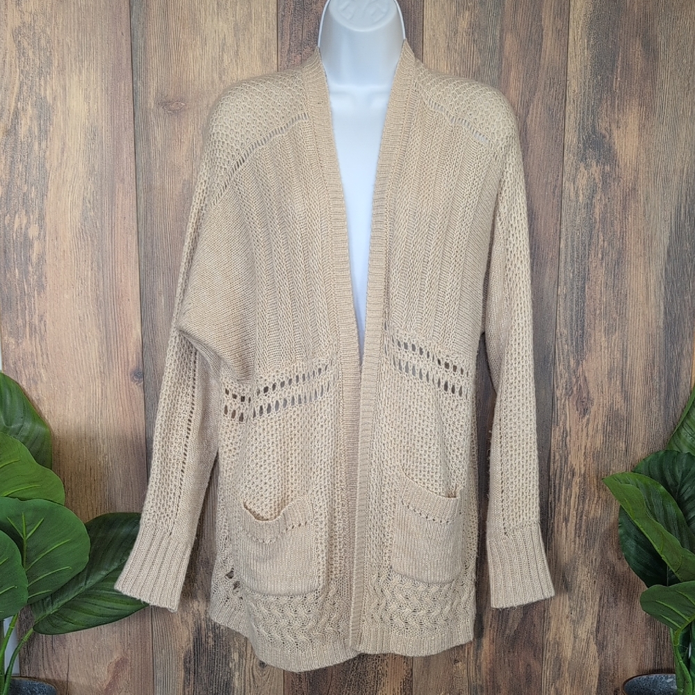 Maurices Tan Open-Front Knit Sweater Cardigan M                  225M